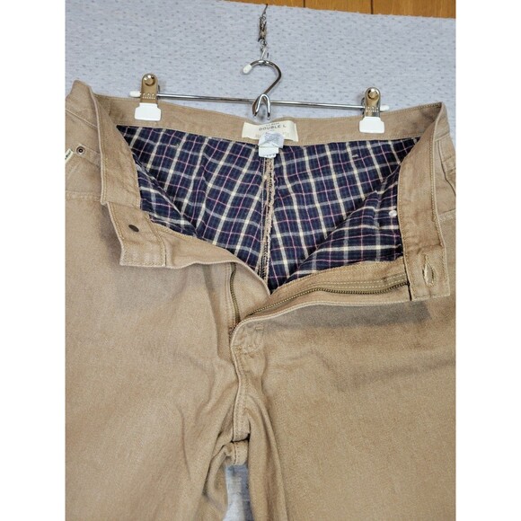 LL Bean Relaxed Fit Flannel Lined Denim Jeans Mens 36x27 Tan Brown - Picture 1 of 12